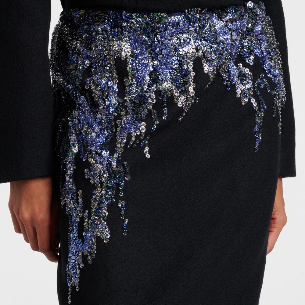 NWT DRIES VAN NOTEN Sequined wool-blend midi skirt $2,135 - Picture 4 of 10